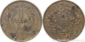 R8208 Tunisia 1 Franc AH 1364 1945 -> Make offer