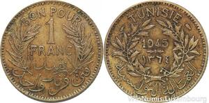 R8210 Tunisia 1 Franc AH 1364 1945 -> Make offer
