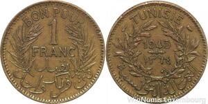 R8216 Tunisia 1 Franc AH 1364 1945 -> Make offer