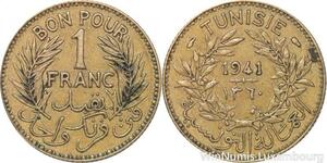 R8230 Tunisia 1 Franc AH 1360 1941 -> Make offer