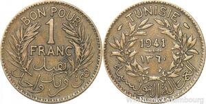 R8232 Tunisia 1 Franc AH 1360 1941 -> Make offer