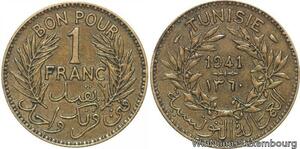 R8240 Tunisia 1 Franc AH 1360 1941 -> Make offer