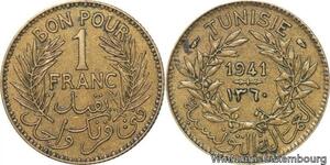 R8243 Tunisia 1 Franc AH 1360 1941 -> Make offer