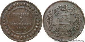 R8244 Tunisia 5 Centimes Muhammad al-Nasir Bey AH 1332 1914 A Paris > Make offer