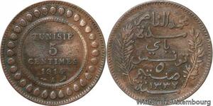 R8245 Tunisia 5 Centimes Muhammad al-Nasir Bey AH 1332 1914 A Paris > Make offer