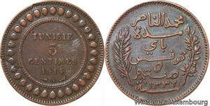 R8249 Tunisia 5 Centimes Muhammad al-Nasir Bey AH 1332 1914 A Paris > Make offer