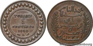 R8250 Tunisia 5 Centimes Muhammad al-Nasir Bey AH 1332 1914 A Paris > Make offer