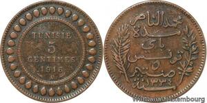 R8253 Tunisia 5 Centimes Muhammad al-Nasir Bey AH 1334 1916 A Paris > Make offer
