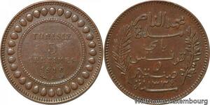 R8254 Tunisia 5 Centimes Muhammad al-Nasir Bey AH 1334 1916 A Paris AU >M Offer
