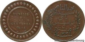R8255 Tunisia 5 Centimes Muhammad al-Nasir Bey AH 1334 1916 A Paris > Make offer