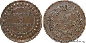 R8258 Tunisia 5 Centimes Muhammad al-Nasir Bey AH 1334 1916 A Paris > Make offer