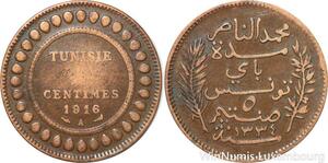 R8262 Tunisia 5 Centimes Muhammad al-Nasir Bey AH 1334 1916 A Paris > Make offer