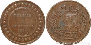 R8268 Tunisia 5 Centimes Muhammad al-Nasir Bey AH 1334 1916 A Paris > Make offer