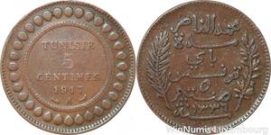 R8279 Tunisia 5 Centimes Muhammad al-Nasir Bey AH 1335 1917 A Paris > Make offer
