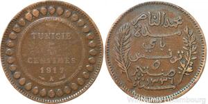 R8280 Tunisia 5 Centimes Muhammad al-Nasir Bey AH 1335 1917 A Paris > Make offer