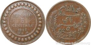 R8286 Tunisia 5 Centimes Muhammad al-Nasir Bey AH 1335 1917 A Paris > Make offer