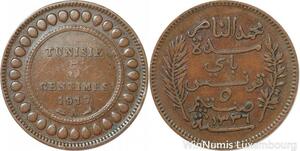 R8287 Tunisia 5 Centimes Muhammad al-Nasir Bey AH 1335 1917 A Paris > Make offer