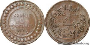 R8288 Tunisia 5 Centimes Muhammad al-Nasir Bey AH 1335 1917 A Paris > Make offer