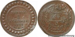 R8290 Tunisia 5 Centimes Muhammad al-Nasir Bey AH 1335 1917 A Paris > Make offer