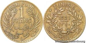 R8291 Tunisia Bon pour 1 Franc AH 1340 1921 A Paris -> Make offer