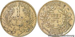 R8293 Tunisia Bon pour 1 Franc AH 1340 1921 A Paris -> Make offer