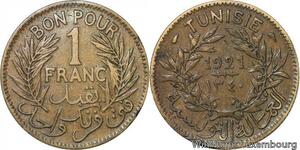 R8294 Tunisia Bon pour 1 Franc AH 1340 1921 A Paris -> Make offer