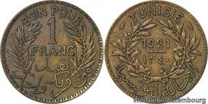 R8296 Tunisia Bon pour 1 Franc AH 1340 1921 A Paris -> Make offer