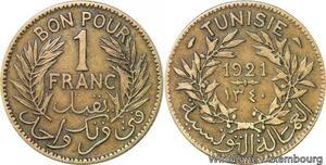 R8297 Tunisia Bon pour 1 Franc AH 1340 1921 A Paris -> Make offer