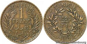 R8298 Tunisia Bon pour 1 Franc AH 1340 1921 A Paris -> Make offer