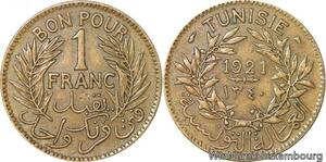 R8300 Tunisia Bon pour 1 Franc AH 1340 1921 A Paris -> Make offer