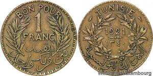 R8302 Tunisia Bon pour 1 Franc AH 1340 1921 A Paris -> Make offer
