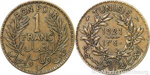 R8307 Tunisia Bon pour 1 Franc AH 1340 1921 A Paris -> Make offer