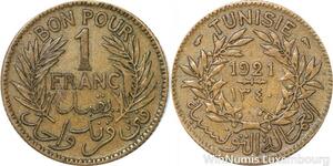 R8309 Tunisia Bon pour 1 Franc AH 1340 1921 A Paris -> Make offer