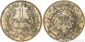 R8318 Tunisia Bon pour 1 Franc AH 1345 1926 A Paris -> Make offer