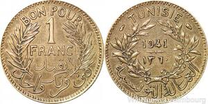 R8319 Tunisia Bon pour 1 Franc AH 1345 1926 A Paris -> Make offer