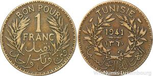 R8322 Tunisia Bon pour 1 Franc AH 1345 1926 A Paris -> Make offer