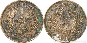 R8323 Tunisia Bon pour 1 Franc AH 1345 1926 A Paris -> Make offer