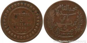 R8330 Tunisia 5 Centimes Muhammad al-Nasir Bey AH 1332 1914 A Paris > Make offer
