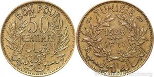 R8372 Tunisia Bon pour 50 Centimes AH 1364 1945 A Paris -> Make offer