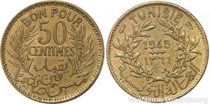 R8373 Tunisia Bon pour 50 Centimes AH 1364 1945 A Paris -> Make offer