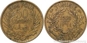 R8375 Tunisia Bon pour 50 Centimes AH 1364 1945 A Paris -> Make offer