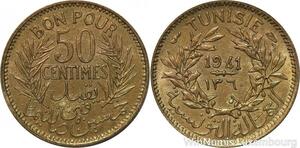 R8380 Tunisia Bon pour 50 Centimes AH 1360 1941 A Paris UNC -> Make offer