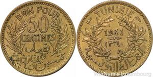 R8382 Tunisia Bon pour 50 Centimes AH 1360 1941 A Paris AU -> Make offer