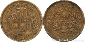 R8389 Tunisia Bon pour 50 Centimes AH 1352 1933 A Paris -> Make offer