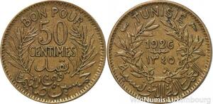 R8393 Tunisia Bon pour 50 Centimes AH 1345 1926 A Paris -> Make offer