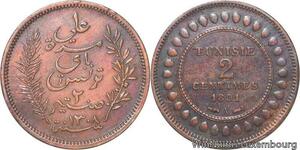 R8411 Tuninia French Protectorat 2 Centimes Ali Bey AH 1308 1891 A Paris > Offer