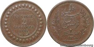 R8413 Tuninia French Protectorat 2 Centimes Ali Bey AH 1308 1891 A Paris ->Offer