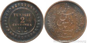 R8416 Tuninia French Protectorat 2 Centimes Ali Bey AH 1308 1891 A Paris ->Offer