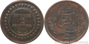 R8417 Tuninia French Protectorat 2 Centimes Ali Bey AH 1308 1891 A Paris ->Offer