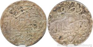 R8419 Morocco 1/2 Dirham Abd Aziz 1320 1903 Countermark Ram Belier Paris Silver